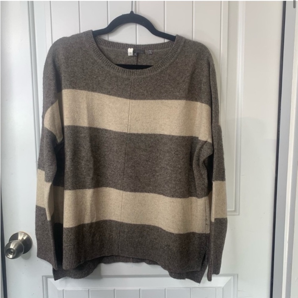 Vince striped yak wool scoop neck sweater size medium jennifer garner